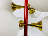 Mid-Century 6-Arm Red Ceiling Lamp from Kaiser, Germany, 1960s