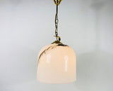 White Glass and Brass Hanging Lamp by Peill & Putzler, 1970s, Germany
