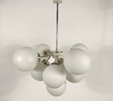 Large Kaiser Midcentury White 9-Arm Space Age Chandelier, Germany, 1960s