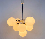 Large Kaiser Midcentury White 9-Arm Space Age Chandelier, Germany, 1960s