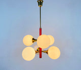 Mid-Century 6-Arm Red Ceiling Lamp from Kaiser, Germany, 1960s