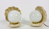 Very Rare Set of 2 Shell Shaped White Opaline Wall Lamps, Germany, 1960s