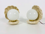 Very Rare Set of 2 Shell Shaped White Opaline Wall Lamps, Germany, 1960s