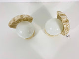 Very Rare Set of 2 Shell Shaped White Opaline Wall Lamps, Germany, 1960s