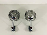 Set of 2 Chrome and Ice Glass Wall Lamps by Doria, Germany, 1960s