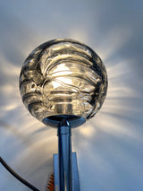 Set of 2 Chrome and Ice Glass Wall Lamps by Doria, Germany, 1960s