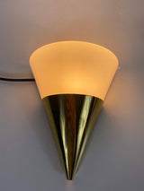 Pair of Brass and Ice Glass Wall Lamps by Limburg, Germany, 1960s