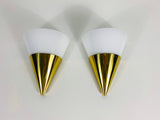 Pair of Brass and Ice Glass Wall Lamps by Limburg, Germany, 1960s