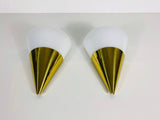 Pair of Brass and Ice Glass Wall Lamps by Limburg, Germany, 1960s