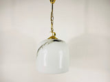 White Glass and Brass Hanging Lamp by Peill & Putzler, 1970s, Germany