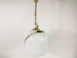 White Glass and Brass Hanging Lamp by Peill & Putzler, 1970s, Germany