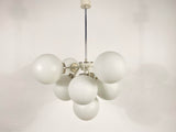 Large Kaiser Midcentury White 9-Arm Space Age Chandelier, Germany, 1960s