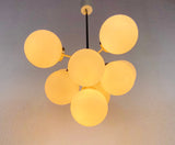 Large Kaiser Midcentury White 9-Arm Space Age Chandelier, Germany, 1960s