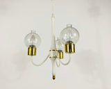 Midcentury Brass and Glass 3-Arm Tulip Chandelier, 1960s