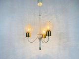 Midcentury Brass and Glass 3-Arm Tulip Chandelier, 1960s