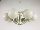 Large Kaiser Midcentury White 8-Arm Space Age Chandelier, 1960s, Germany