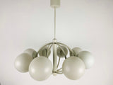 Large Kaiser Midcentury White 8-Arm Space Age Chandelier, 1960s, Germany