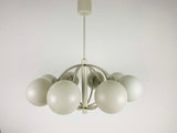 Large Kaiser Midcentury White 8-Arm Space Age Chandelier, 1960s, Germany