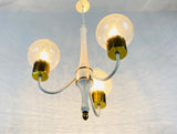 Midcentury Brass and Glass 3-Arm Tulip Chandelier, 1960s