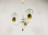 Midcentury Brass and Glass 3-Arm Tulip Chandelier, 1960s
