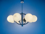 Large Kaiser Midcentury White 8-Arm Space Age Chandelier, 1960s, Germany
