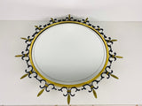 Mid-Century Italian Round Illuminated Brass Wall Mirror, Italy, 1960s