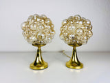 Bubble Glass Table Lamps with Brass Base by Limburg, Germany, 1970s