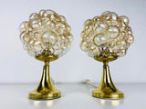 Bubble Glass Table Lamps with Brass Base by Limburg, Germany, 1970s