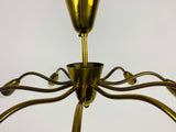Italian Midcentury Brass 10-Arm Sputnik Chandelier Arredoluce Attributed, 1950s