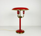 Italian Red Table Lamp with 3 Arms attributed to Stilnovo, 1960s