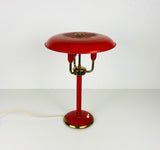 Italian Red Table Lamp with 3 Arms attributed to Stilnovo, 1960s