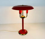 Italian Red Table Lamp with 3 Arms attributed to Stilnovo, 1960s