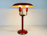 Italian Red Table Lamp with 3 Arms attributed to Stilnovo, 1960s