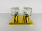Midcentury Square Ice Glass Flushmount by J.T. Kalmar, 1960s