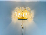 Pair of Frosted Ice Glass Wall Lamps by Kalmar, Austria, 1960s
