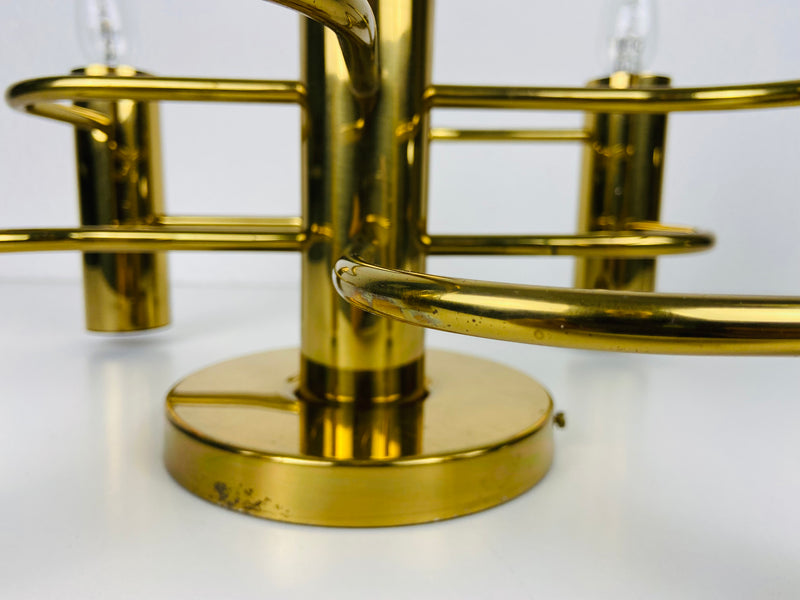 Midcentury Brass 5-Arm Flush Mount by Leola, 1960s