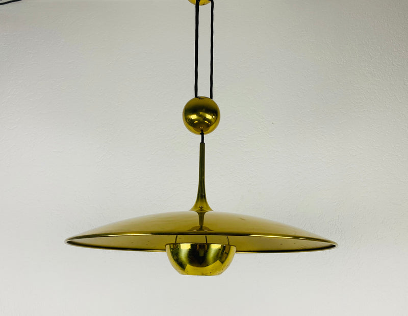 'Onos 55' Brass Pendant Lamp with Counterweight by Florian Schulz, 1970s Germany