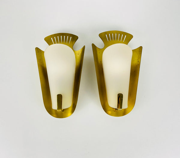 Pair of Mid-Century Brass Sconces, Italy, 1960s