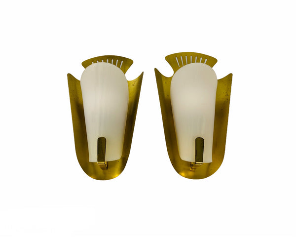 Pair of Mid-Century Brass Sconces, Italy, 1960s