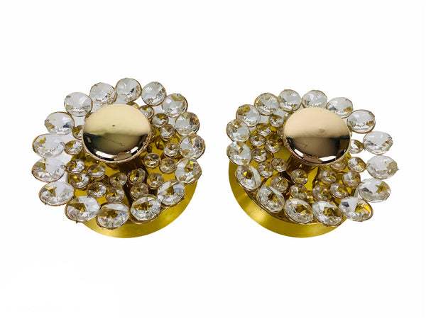 Pair of Crystal Glass Sconces by Palwa, Germany, 1960s