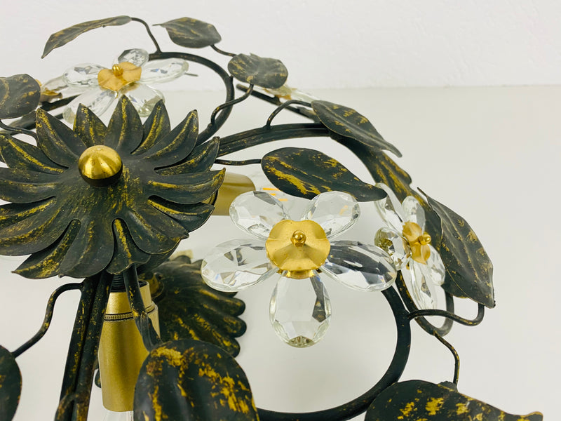 Green Florentine Flower Shape Flushmount Attributed to Banci Firenze, 1960s