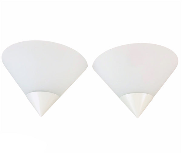 Pair of Metal and Opal Glass Wall Lamps by Glashütte Limburg, Germany, 1980s