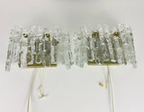 Pair of Frosted Ice Glass Wall Lamps by Kalmar, Austria, 1960s