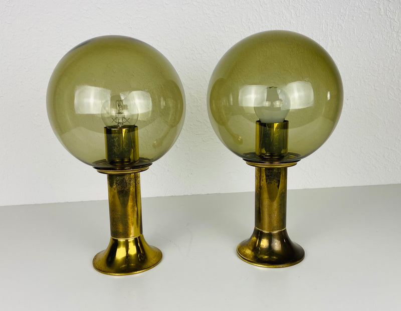 Pair of Midcentury Glass Flush Mounts by Ott International, 1960s