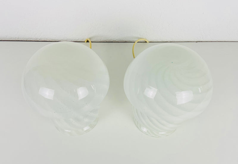 Pair of Vetri d‘Arte Murano Glass Mushroom Table Lamps, Italy, 1970s