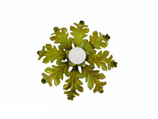 Green Florentine Flower Shape Flushmount Attributed to Banci Firenze, 1950s