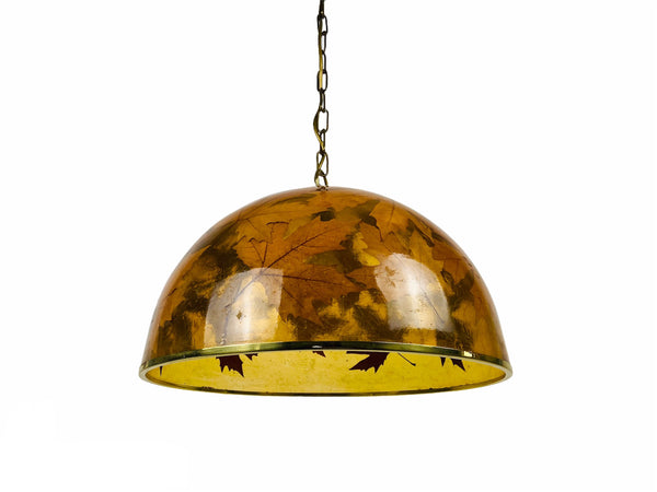 Midcentury Plexiglass Pendant Lamp with Real Leaves, Germany 1960s