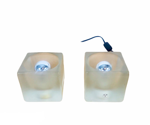 Pair of 2 Beautiful Cube Table Lamps by Peill & Putzler, Germany, 1970s