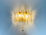 Pair of Frosted Ice Glass Wall Lamps by Kalmar, Austria, 1960s