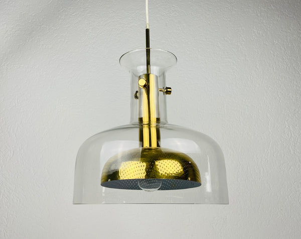 Glass and Brass Pendant Lamp by Anders Pehrson for Atelje Lyktan, Sweden 1960s